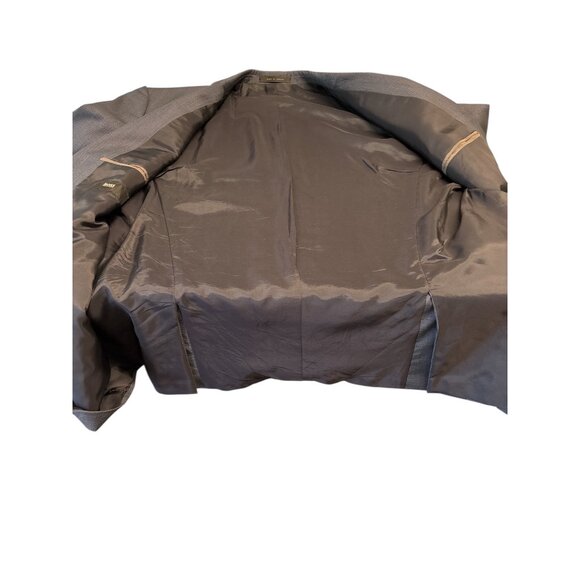 Hugo Boss Mens Navy Two-Button Blazer Jacket 46R Slim Fit Wool Blend Classic Sty - Picture 3 of 15